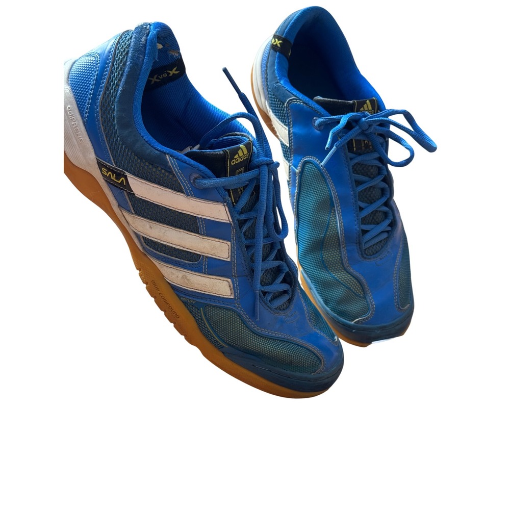 Adidas Sala Indoor Soccer Shoes Blue White Gum Sole Futsal G14429 Mens 10 Y2K